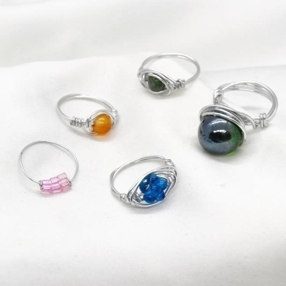 Colorful Beaded Ring Set - Picture 1 of 4